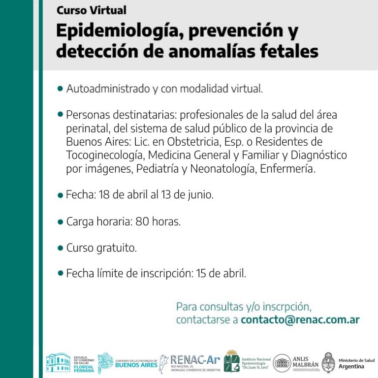 Curso virtual: Epidemiología, detección y prevención de anomalías fetales.
