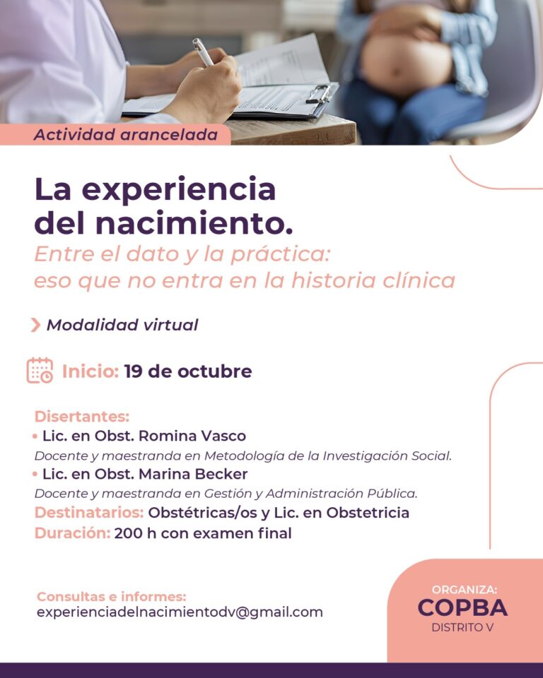 Curso virtual «La experiencia del nacimiento. Entre el dato y la práctica: eso que no entra en la historia clínica»