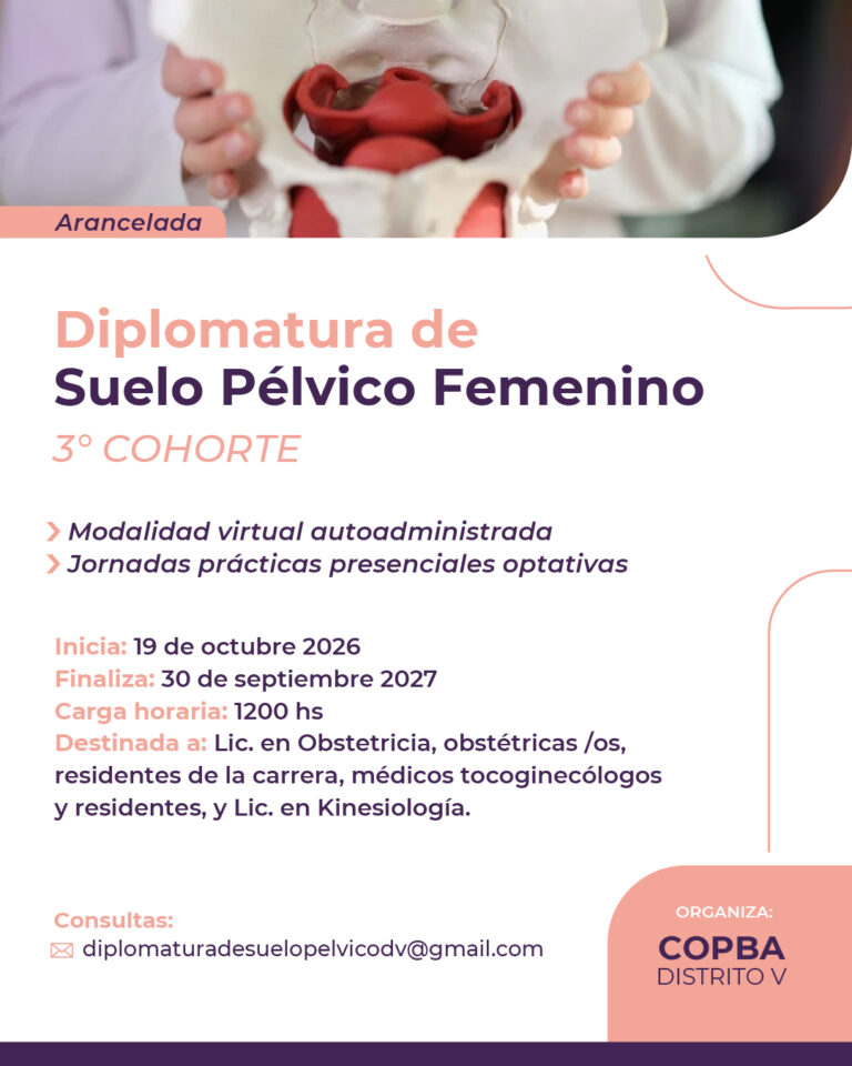 El Distrito V del COPBA lanza la tercera cohorte de la Diplomatura de Suelo Pélvico Femenino